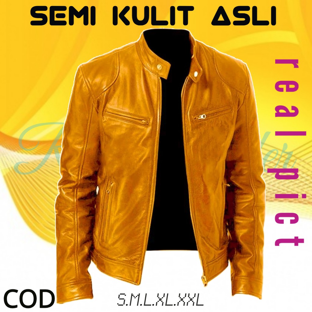 [C O D] Jaket Pria Kulit Asli Original Pundak Semi Kulit Sintetis terbaru