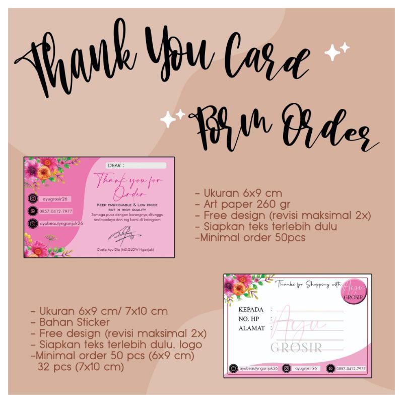 

Thank You Card 9 x 6 cm | isi 50pcs