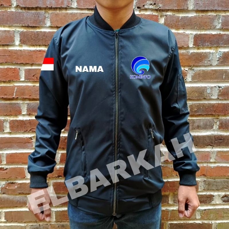 JAKET BOMBER LOGO KEMENTERIAN KOMUNIKASI DAN INFORMATIKA JAKET BOMBER BISA CUSTOM LOGO SENDIRI jaket bomber waterfroop jaket bomber terbaru