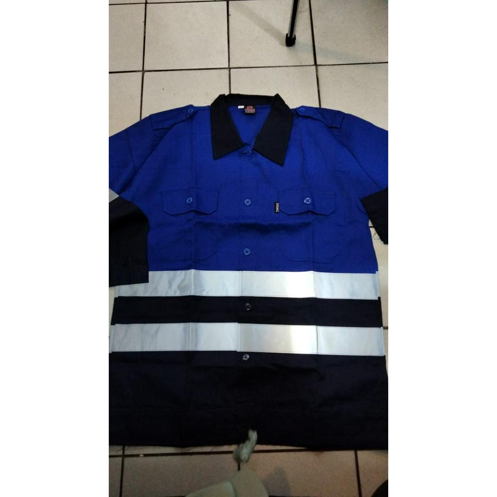 Baju Kerja Safety Proyek Kombinasi / Seragam Kerja Tambang Panjang