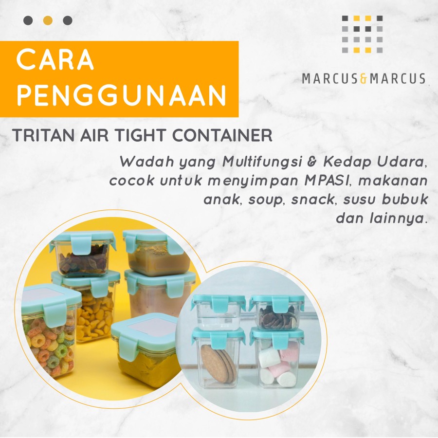 Marcus&amp;Marcus Tritan Air Tight Container 2pcs x 120ml + 2pcs x 240ml