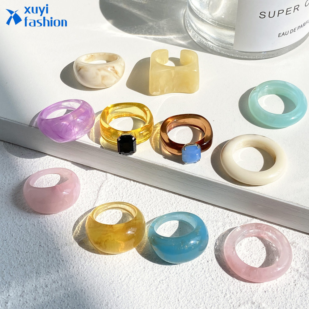 Cincin Bahan Resin Gaya Harajuku Untuk Hadiah