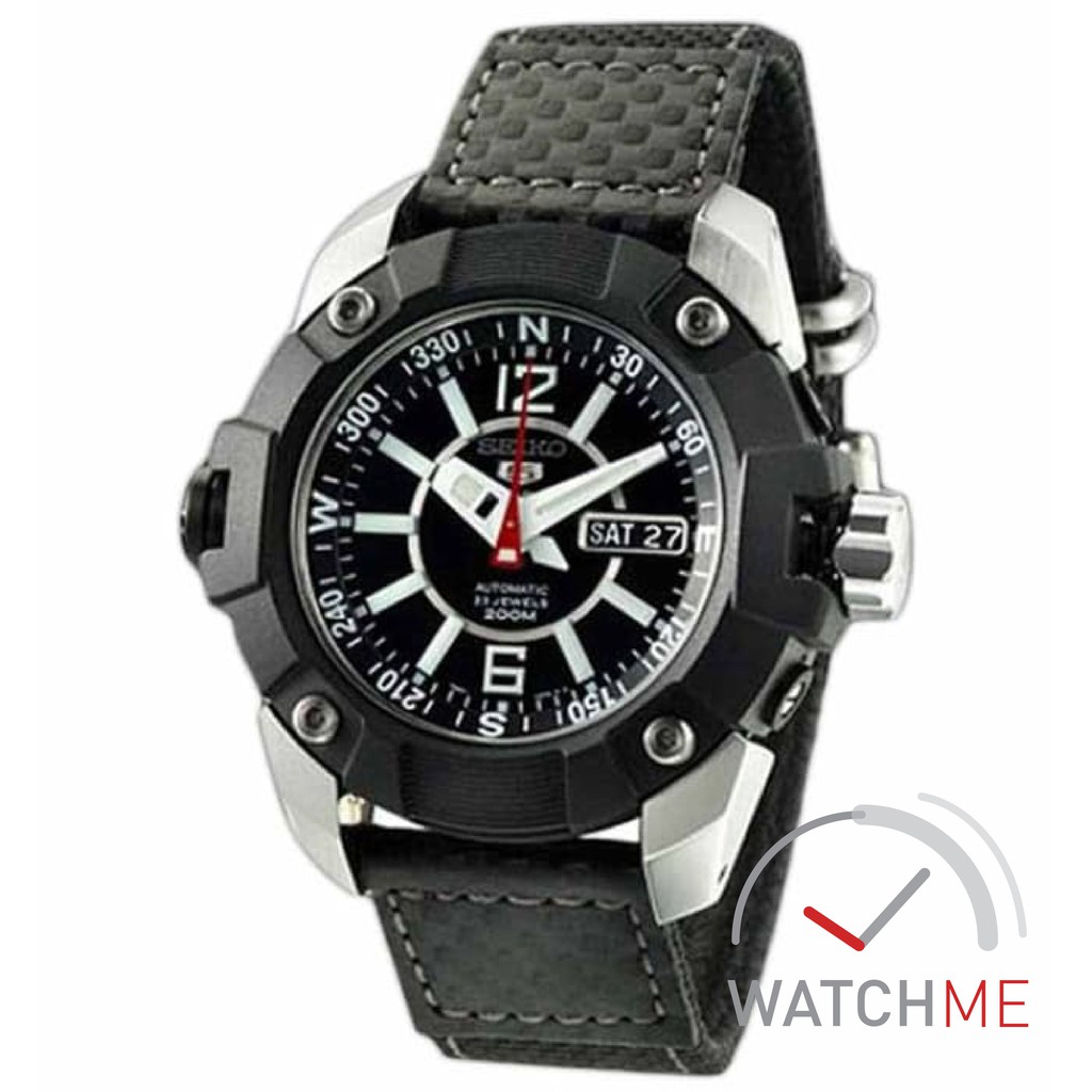 Jam Tangan Seiko 5 SKZ263K1 Automatic Black Dial Black 200m Black Nylon Strap Original Garansi