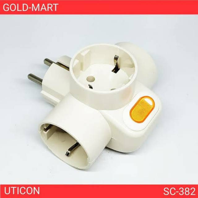UTICON Stop Kontak Cabang 3 + Saklar Lampu