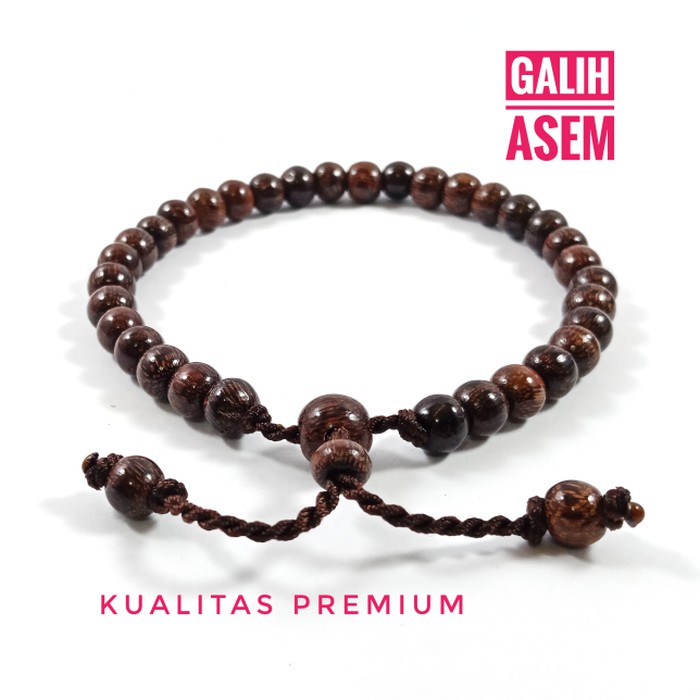  Gelang  tasbih original kayu galih asem dim 6 mm kualitas 