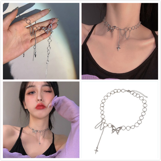 Kalung Kupu Kupu Rantai Klavikula Bahan Alloy