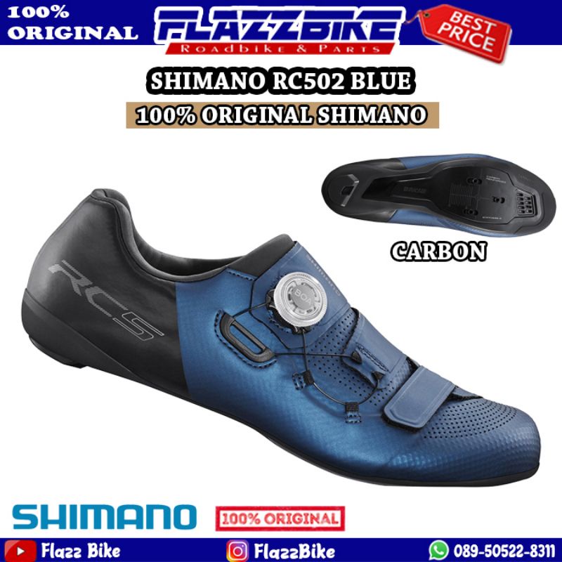 SHIMANO RC502 WIDE BLUE EDITION Sepatu Roadbike Cleat Biru RC5 RC 502