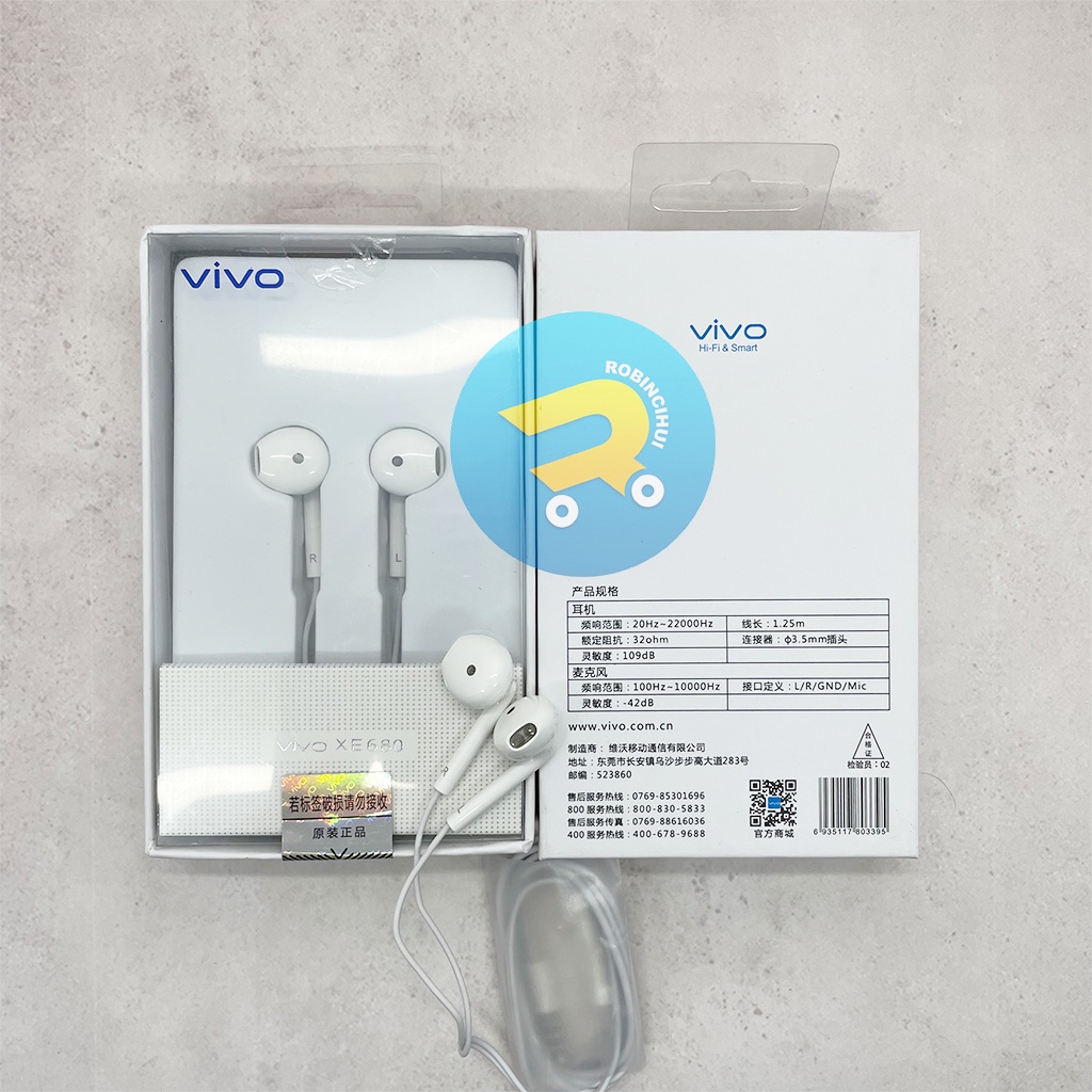 HEADSET VIVO XE680 JACK 3,55 MM ORIGINAL - EARPHONE VIVO XE680 JACK 3,55 MM - HANDSFREE VIVO XE680 JACK 3,55 MM - HEADSET VIVO ORIGINAL - HEADSET JACK 3,55MM - HEADSET XE680