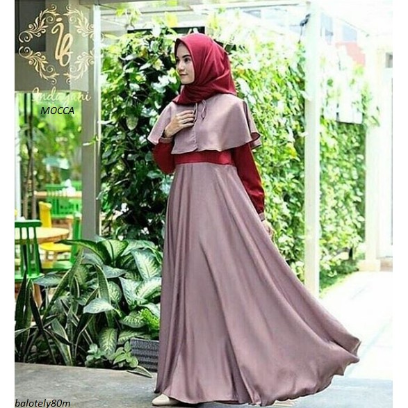 Gaun / dress wanita / cewe Baju Gamis Murah / Busana Muslim / Baju Menyusui/ Gamis Pesta - Maroon un