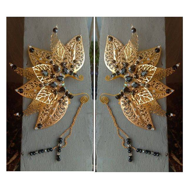 Earcuff emas daun - hiasan telinga