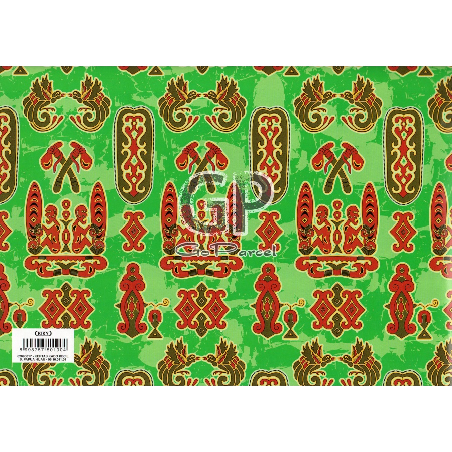 ( 5 Lembar ) KERTAS KADO KIKY BATIK SINGER WARNA WARNI SUMATRA TRIBAL ORNAMEN KIKY - GIFT WRAP PAPER SHINNY MENGKILAP GLOSSY