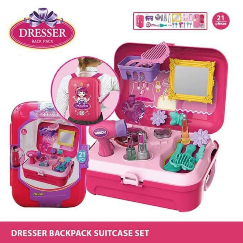 Mainan Make Up Tas Ransel Back Pack - Meja Rias Salon Anak Perempuan Backpack