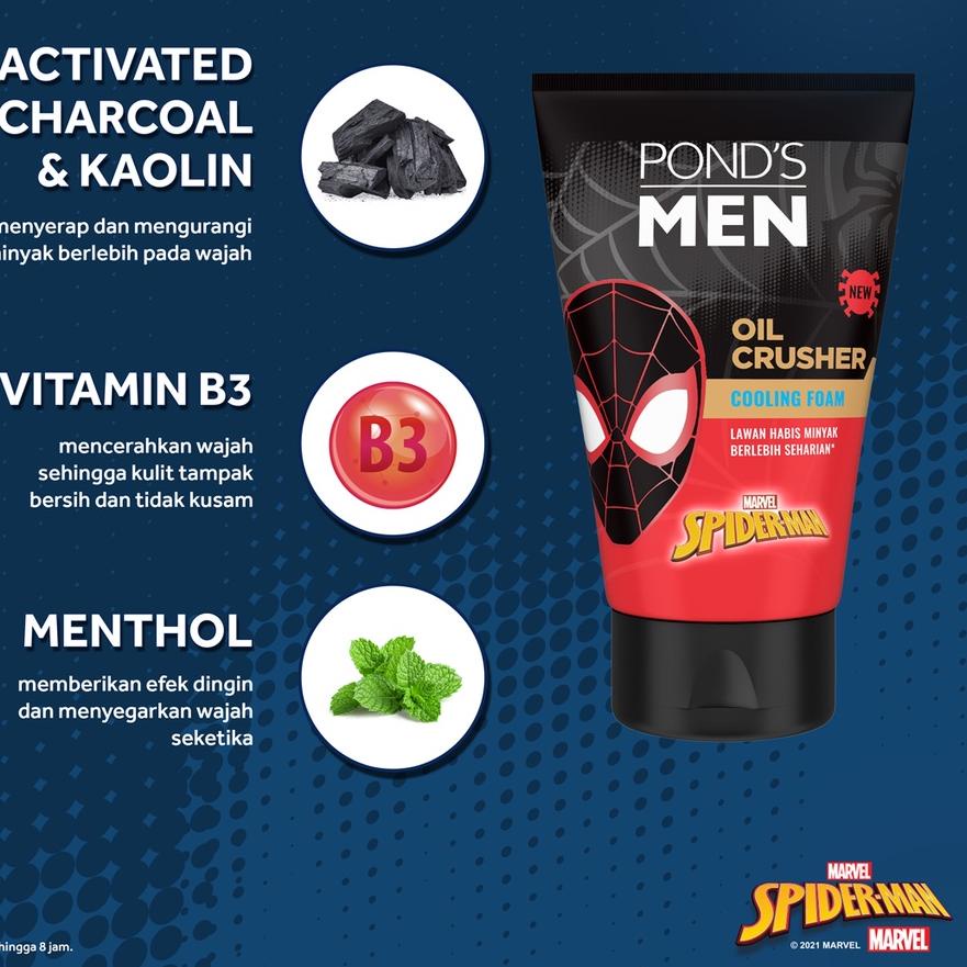 ☟ Ponds Men Oil Crusher Facial Foam Sabun Cuci Muka Pria 100G Spiderman Edition ➤