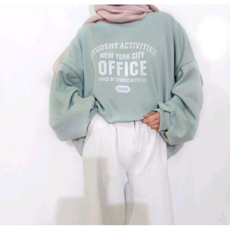OFFICE STUDENT SWEATER OVERSIZE CREWNECK WANITA