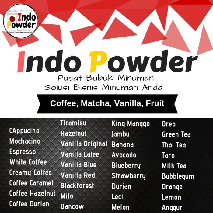 

BUBUK MINUMAN / POWDER MINUMAN PREMIUM SEMUA RASA 1KG