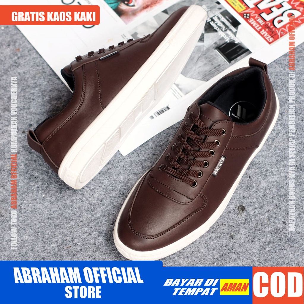 ABRHM x TIAGO Sepatu Kasual Pria Sepatu Pria Casual Sneakers Cowok/Cowo Ori Sepatu Casual Kulit Pu Sepatu Kerja Kantor Semi Formal Anti Slip Kuliah Kondangan Gaya keren Kekinian Murah Terlaris