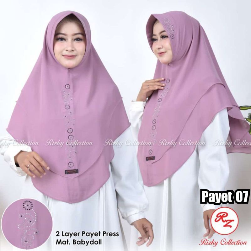 ORIGINAL BY RIZKY/HIJAB PAYET CERUTY 2 LAYER KHIMAR PAYET