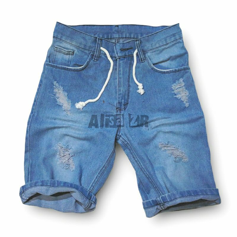 CELANA JEANS PENDEK ROBEK RIPPEDJEANS PRIA