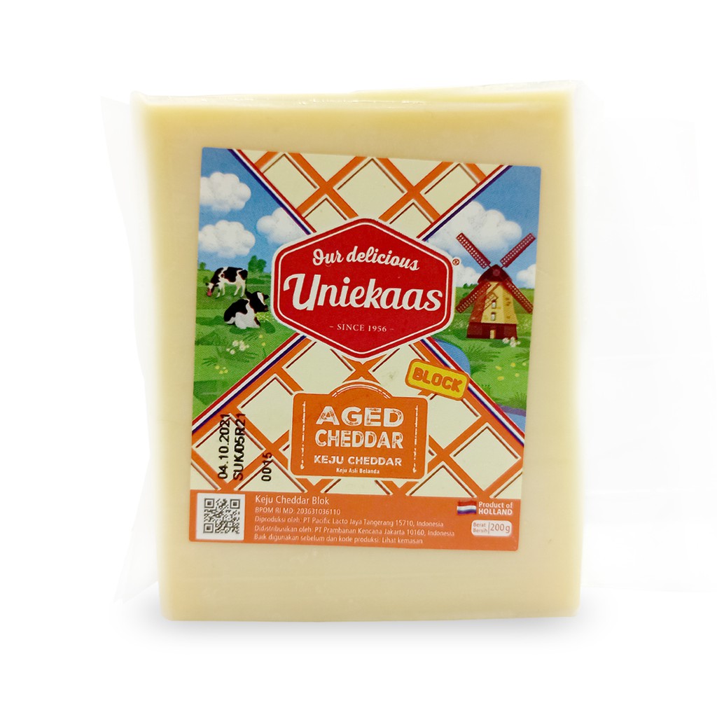 

UNIEKAAS Block Aged Cheddar Cheese 200 gram Keju Cheddar