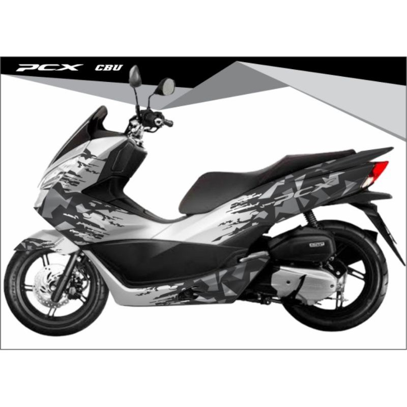 Decal Sticker PCX CBU Silver Grafis variasi