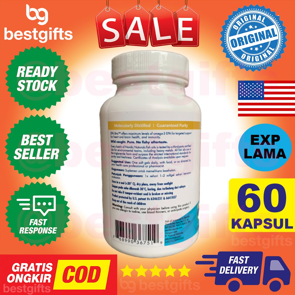 NORDIC NATURALS EPA XTRA 1000 MG RASA LEMON KOLESTEROL JANTUNG ANTI RADANG MINYAK IKAN DHA 60 KAPSUL