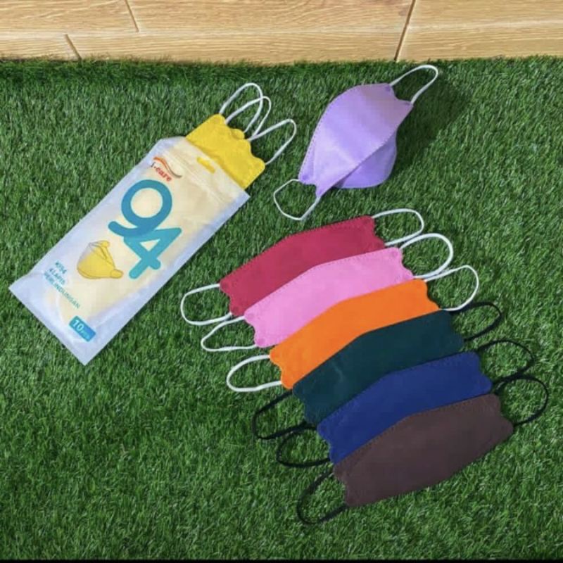 Masker KF94 warna warni mix 10 pcs/ 1 pack /convex kf94 4ply hitam  / kf 94  dr itc/ kf earloop evo