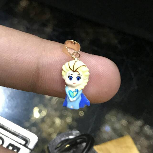 Mainan liontin rantai kalung anak dan dewasa emas asli kadar 700 22 70% warna dimensi boneka elsa frozen spiderman