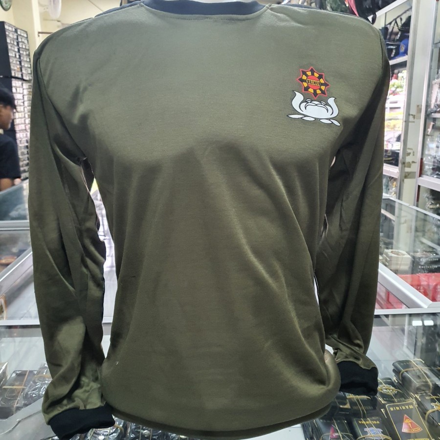 Kaos Bantalan Brimob lengan panjang |Kaos penembak Brimob Hijau