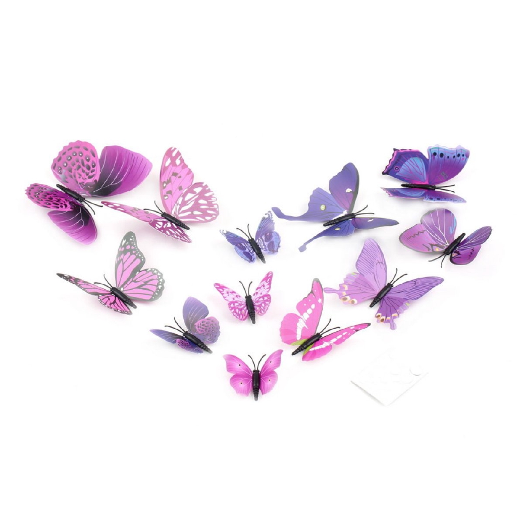 Download Bayar Di Tempat 12pcs 3d Butterfly Sticker Art Design Decal Wall Home Decor Room Decorations Shopee Indonesia