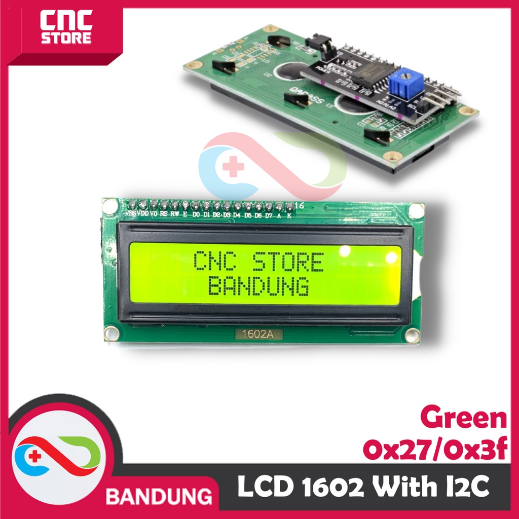 LCD 1602 16X2 CHARACTER GREEN BACKLIGHT+ I2C SERIAL INTERFACE MODULE