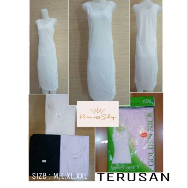 Kaos Dalaman Gamis Panjang / Terusan Dalaman Wanita Golden Nick Best Seller
