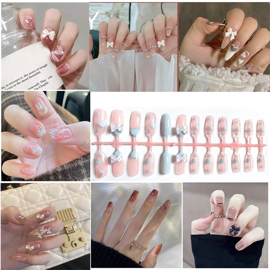 24 Pcs Kuku Palsu 3D Kuku Palsu Nail Art