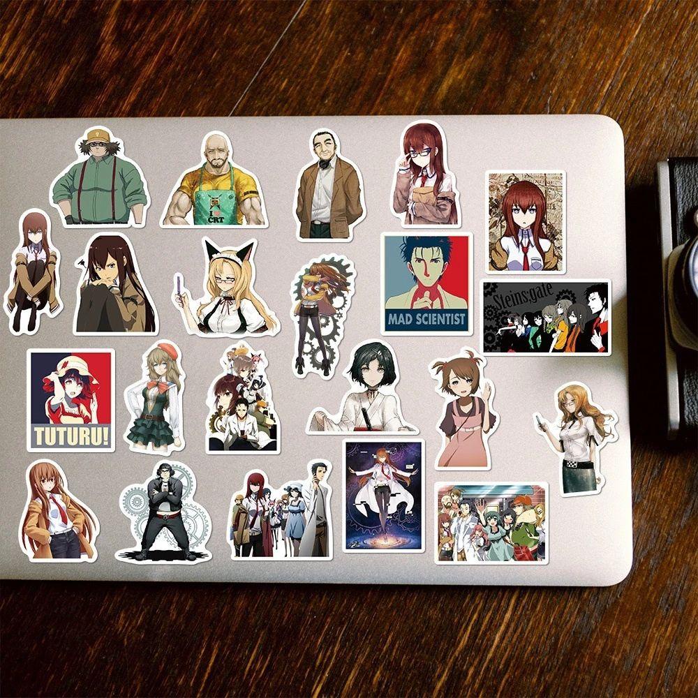 Mxbeauty Steins Gate Stiker Laptop Lucu Tahan Air Dekorasi Stiker Perekat Diri Alat Tulis Stiker Kartun Ponsel Dekorasi Graffiti Stiker