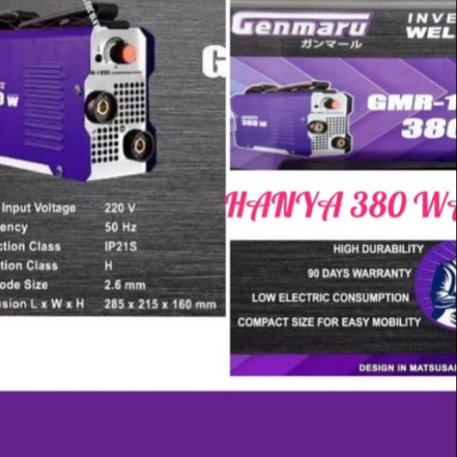 MESIN LAS INVERTER 380 WATT MERK GENMARU, TRAVO LAS INVERTER IGBT