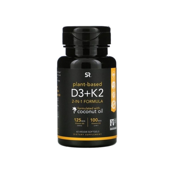 sport research Vitamin D3 + K2, Plant Based, 60 Veggie Softgels