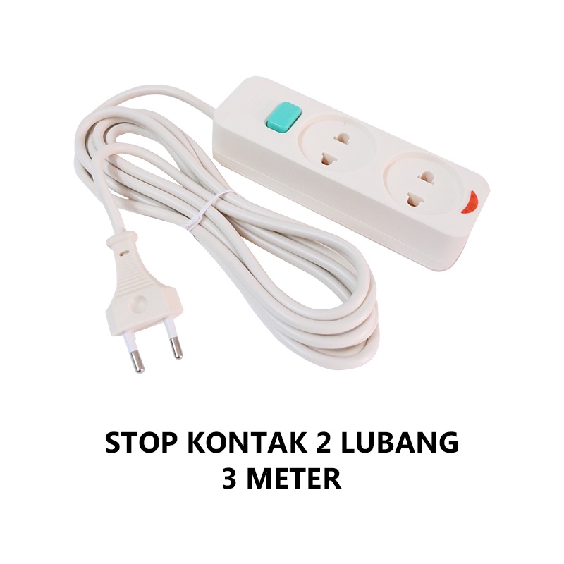 EELIC STK-SC752-3M Stop Kontak 2 Lubang dengan tombol on off dan di lengkapi lampu indikator