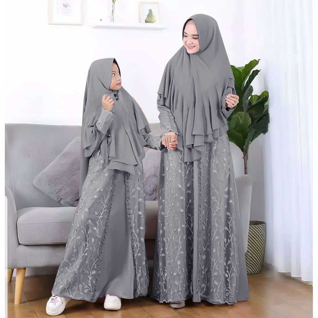 (1 SET PLUS BERGO)SIZE L,XL ANAK UMUR 7-10 THN/CP MOM KID NAURA/COUPLE IBU DAN ANAK/GAMIS BRUKAT