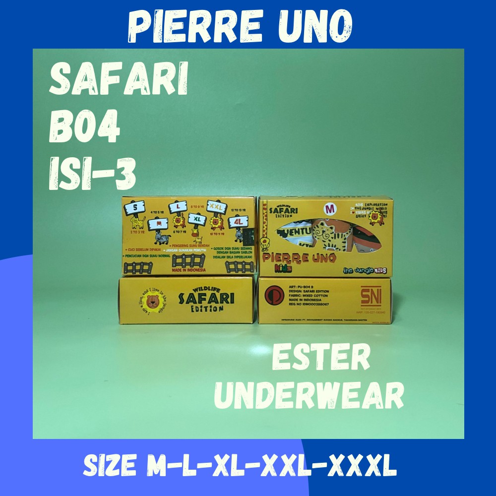 Celana dalam anak laki-laki Pierre Uno B04 Safari Isi-3 Pcs