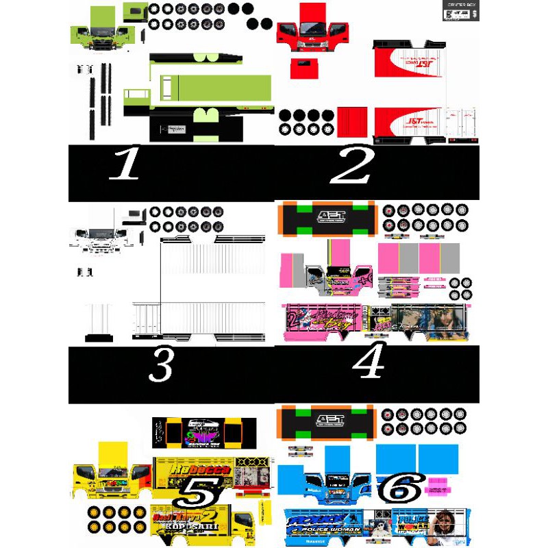 Banyak Varianya COD Stiker lembaran  papercraft truk skala 1:50