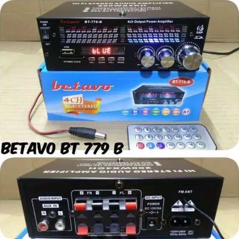 Amplifier Mini Betavo BT-779B 4channel USB Bluetooth FM Radio