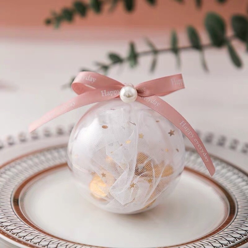 1pc Ornamen Bola Plastik Transparan Model Hollow Untuk Dekorasi Pohon Natal