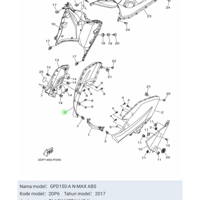 SAYAP DEPAN KANAN BODY COWLING NMAX ASLI ORI YAMAHA 2DP F8377 00 P0