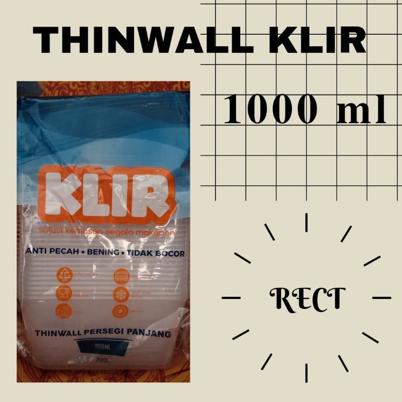 Kotak Makan Plastik / Wadah Plastik / Thinwall Klir 1000 ml Rectangle