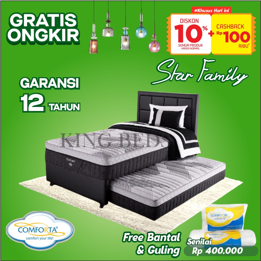 Comforta Spring Bed Star Family sorong 2in1 Full Set 120 / 100 / 90 x200