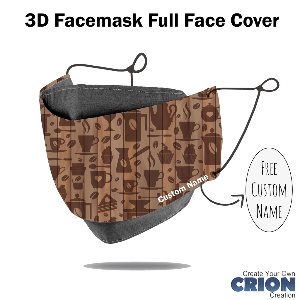 Crion - Masker 3d Full Face Cover Coffee Series 1 - antibacterial