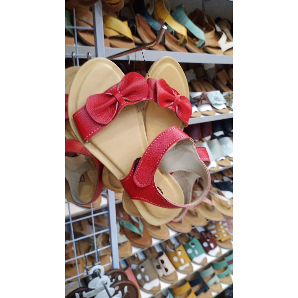 sandal anak perempuan bahan kulit asli dari garut model pita