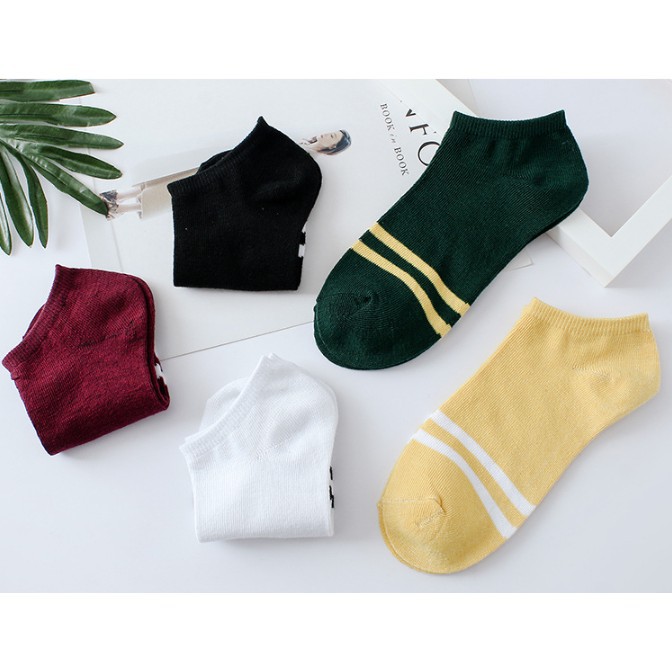KK013 - KAOS KAKI IMPORT  WANITA MOTIF 2 GARIS SEMATA KAKI-2