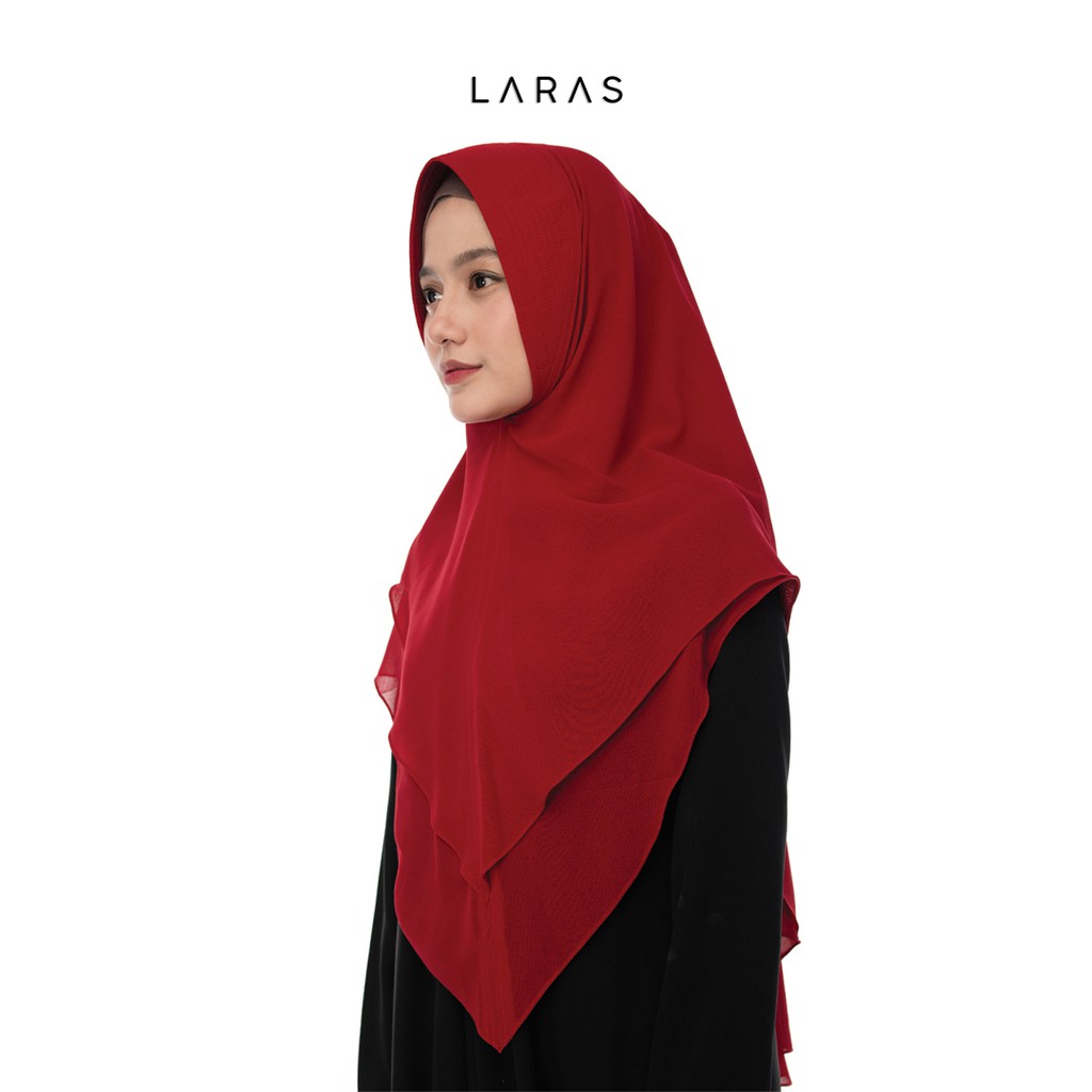 Kerudung Instan Hijab Instant Ceruty Jilbab Khimar 2Layer Bahan Ceruty Premium Warna Merah