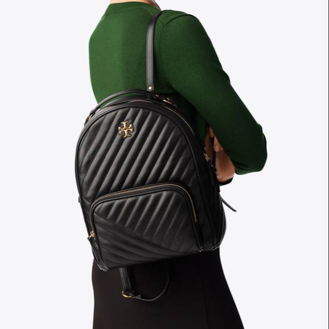 TORY BURCH Kira Chevron Zip Around Backpack tas original authentic asli hitam black