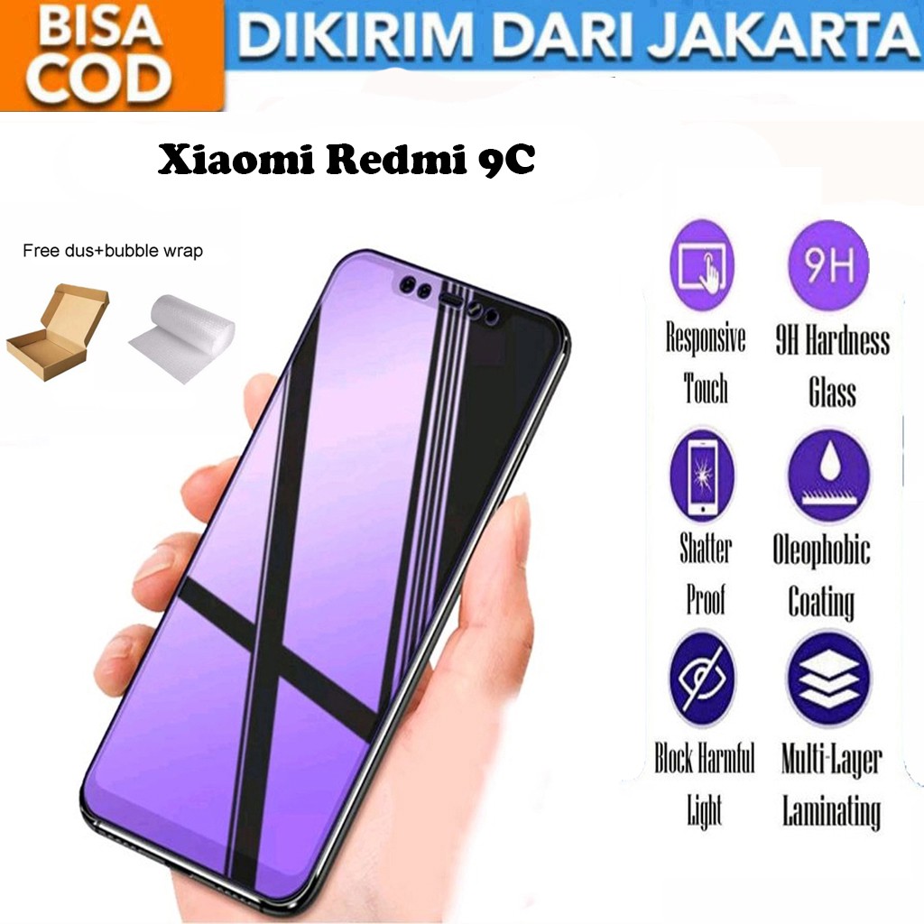 Tempered Glass Xiaomi Redmi 9C Matte Blue Light Anti Gores Full Screen Full Cover Protector